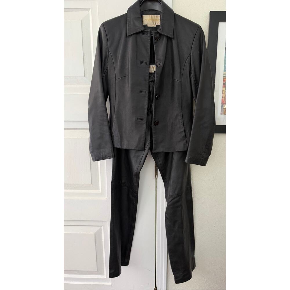 Vintage Margaret Godfrey 100% leather jacket and pants SET / womens sz 6 / Biker